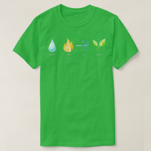 Water Fire Air Earth World 4 Element Natuur Wind O T-shirt (Design voorkant)