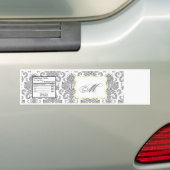 Water Fles Label Grijs Geel Damast Kant Print Bumpersticker (Op auto)