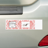 Water Fles Label Koraal Wit Damast Kant Print Bumpersticker (Op auto)