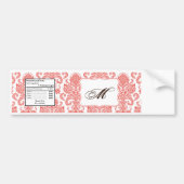 Water Fles Label Koraal Wit Damast Kant Print Bumpersticker (Voorkant)