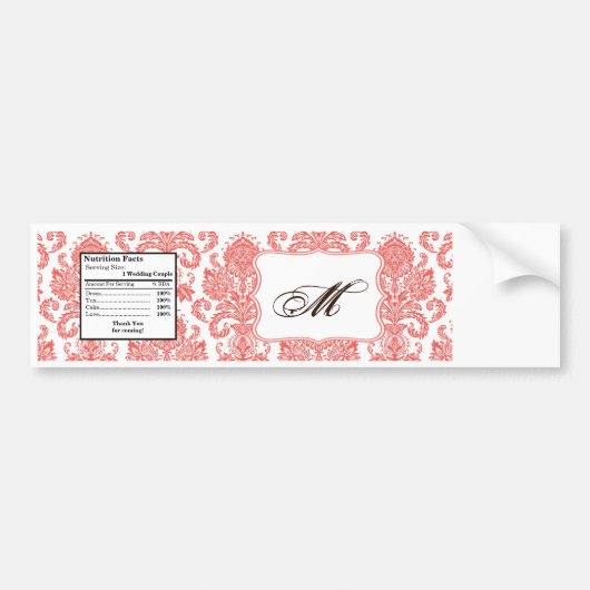 Water Fles Label Koraal Wit Damast Kant Print Bumpersticker (Voorkant)
