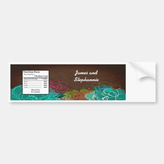 Water Fles Label Neon Spring Bloemen Bloem Blauw Bumpersticker (Voorkant)