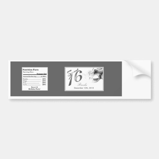 Water Fles Label Sweet 16 Zilver Wit Partij Bumpersticker (Voorkant)
