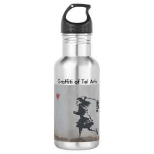 Water flesje met graffiti voor een meisje dat hart waterfles 