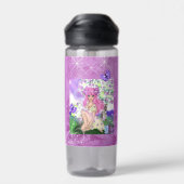 Water flesje met Trendy Young Girly met Butterfl Waterfles (Achterkant)
