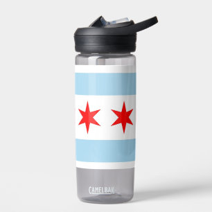 Water flesje met vlag van Chicago City, VS Waterfles
