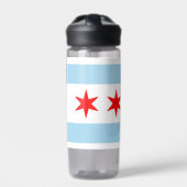 Water flesje met vlag van Chicago City, VS Waterfles (Voorkant)