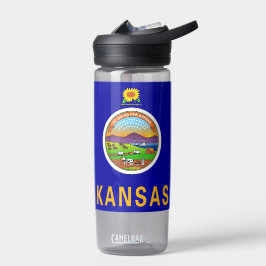 Water flesje met vlag van de staat Kansas, VS Waterfles