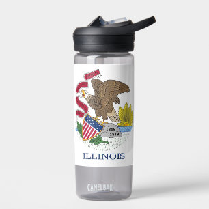 Water flesje met vlag van Illinois State, Verenigd Waterfles