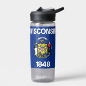 Water flesje met vlag van Wisconsin, VS Waterfles (Links)