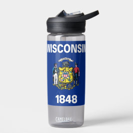 Water flesje met vlag van Wisconsin, VS Waterfles