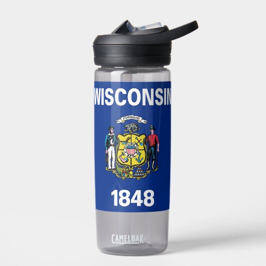 Water flesje met vlag van Wisconsin, VS Waterfles (Links)