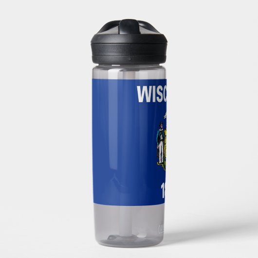 Water flesje met vlag van Wisconsin, VS Waterfles (Voorkant)