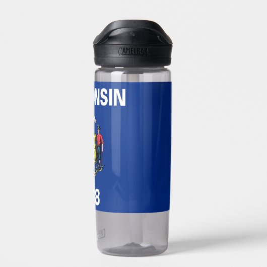 Water flesje met vlag van Wisconsin, VS Waterfles (Achterkant)
