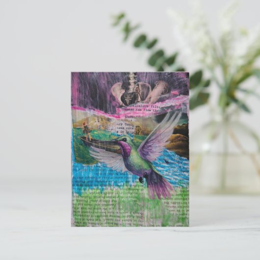 Water Flow Through Abstract Mixed Media Collage Briefkaart (Staand voorkant)