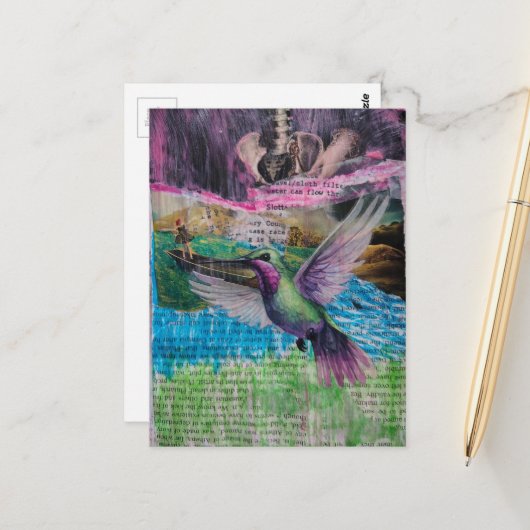 Water Flow Through Abstract Mixed Media Collage Briefkaart (Voorkant / Achterkant in situ)