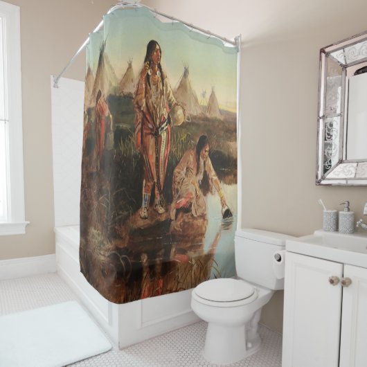 Water For Camp By Charles Marion Russell Douchegordijn (In situ)