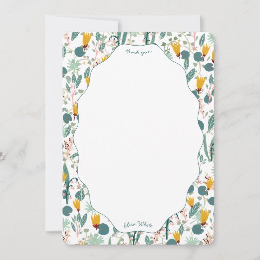 Water Garden Floral Bridal Shower Cute CUSTOM Bedankkaart (Voorkant)
