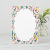 Water Garden Floral Bridal Shower Cute CUSTOM Bedankkaart (Staand voorkant)