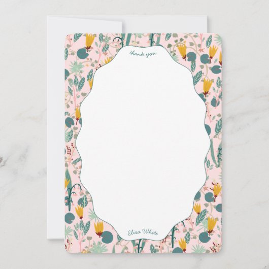 Water Garden Floral Bridal Shower Cute CUSTOM Bedankkaart (Voorkant)