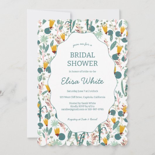 Water Garden Floral Bridal Shower Cute CUSTOM  Kaart (Voorkant)