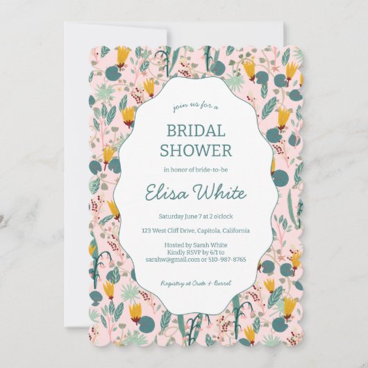Water Garden Floral Bridal Shower Cute CUSTOM  Kaart (Voorkant)