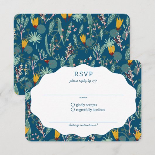 Water Garden Floral Bridal Shower Cute CUSTOM RSVP Kaartje (Voorkant / Achterkant)