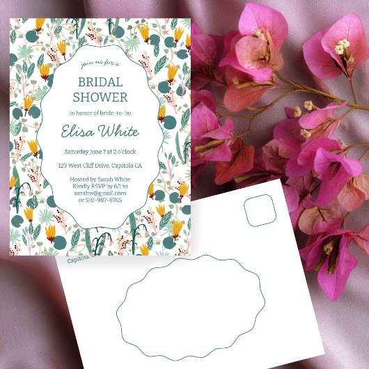 Water Garden Floral Bridal ShowerCUSTOM Invitation Briefkaart
