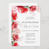 Water gekleurd Roos Spaans bruiloft uitnodiging (Voorkant / Achterkant)