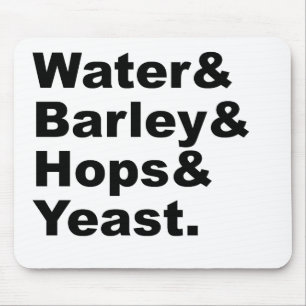 Water & Gerst & Hop & Gist Bier Ingrediënten Muismat