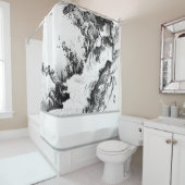 WATER HERFST ZWART EN WITTE douchergordijn Douchegordijn (In situ)