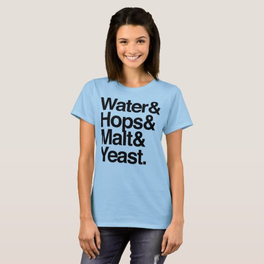 Water, hop, mout en gist. t-shirt (Voorkant volledig)
