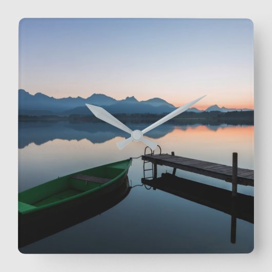 Water | Hopfen Bavarian Alps Duitsland Vierkante Klok (Voorkant)