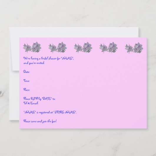 Water Hyacint Bridal Douche Uitnodiging (Achterkant)