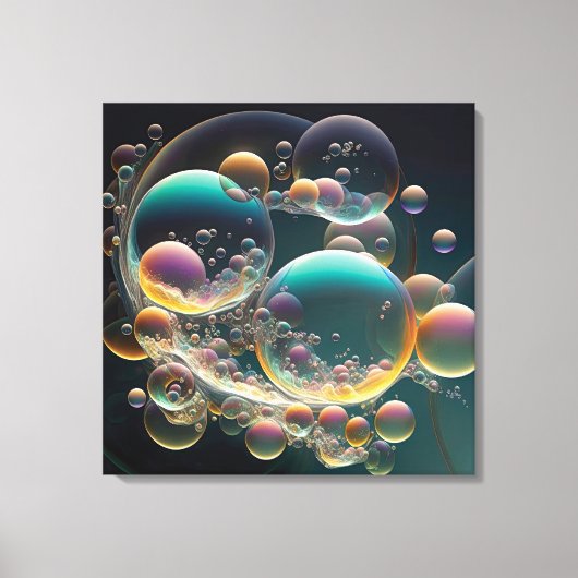 Water in beweging: Blauwgroen en witte bubbels Canvas Afdruk (Voorkant)