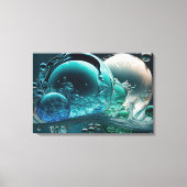 Water in beweging: horizontale Blauwgroen en witte Canvas Afdruk (Voorkant)