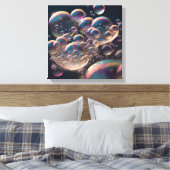 Water in beweging: horizontale Blauwgroen en witte Canvas Afdruk (Insitu (Slaapkamer))