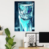 Water in gebroken glas | AI Art Poster (Thuiskantoor)