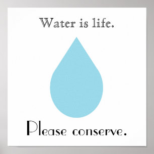 Water is leven. Bespaar alsjeblieft. Poster