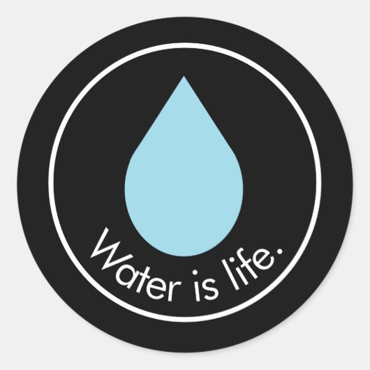 Water is leven. Klassieke ronde sticker (Voorkant)