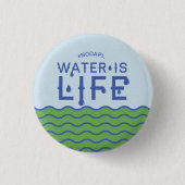 Water is leven ronde button 3,2 cm (Voorkant)