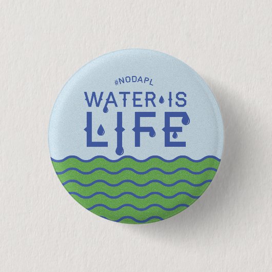 Water is leven ronde button 3,2 cm (Voorkant)
