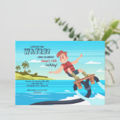 Water Jet verjaardagsfeestje uitnodiging (Staand voorkant)