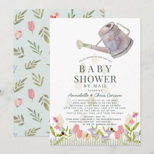 Water kan Baby shower van Floral Garden per post Kaart (Voorkant / Achterkant)