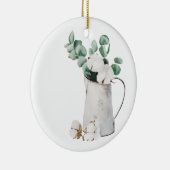 Water kan met witte katoen keramisch ornament (Rechts)