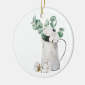 Water kan met witte katoen keramisch ornament (Links)