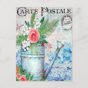  water kan vol bloemen Frans Briefkaart