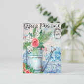  water kan vol bloemen Frans Briefkaart (Staand voorkant)