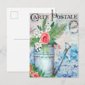  water kan vol bloemen Frans Briefkaart (Voorkant / Achterkant)