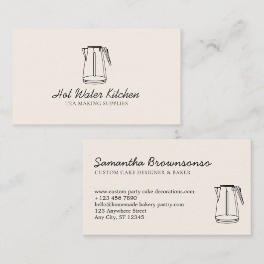 Water Keuken Thee Bowler Visitekaartje (Voorkant / Achterkant)